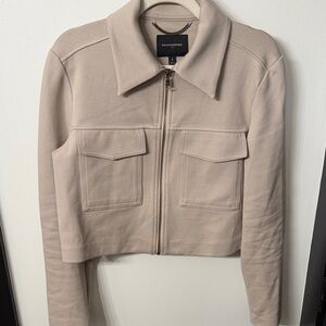Banana Republic Cropped Zip Utility Jacket Beige Taupe (Small)